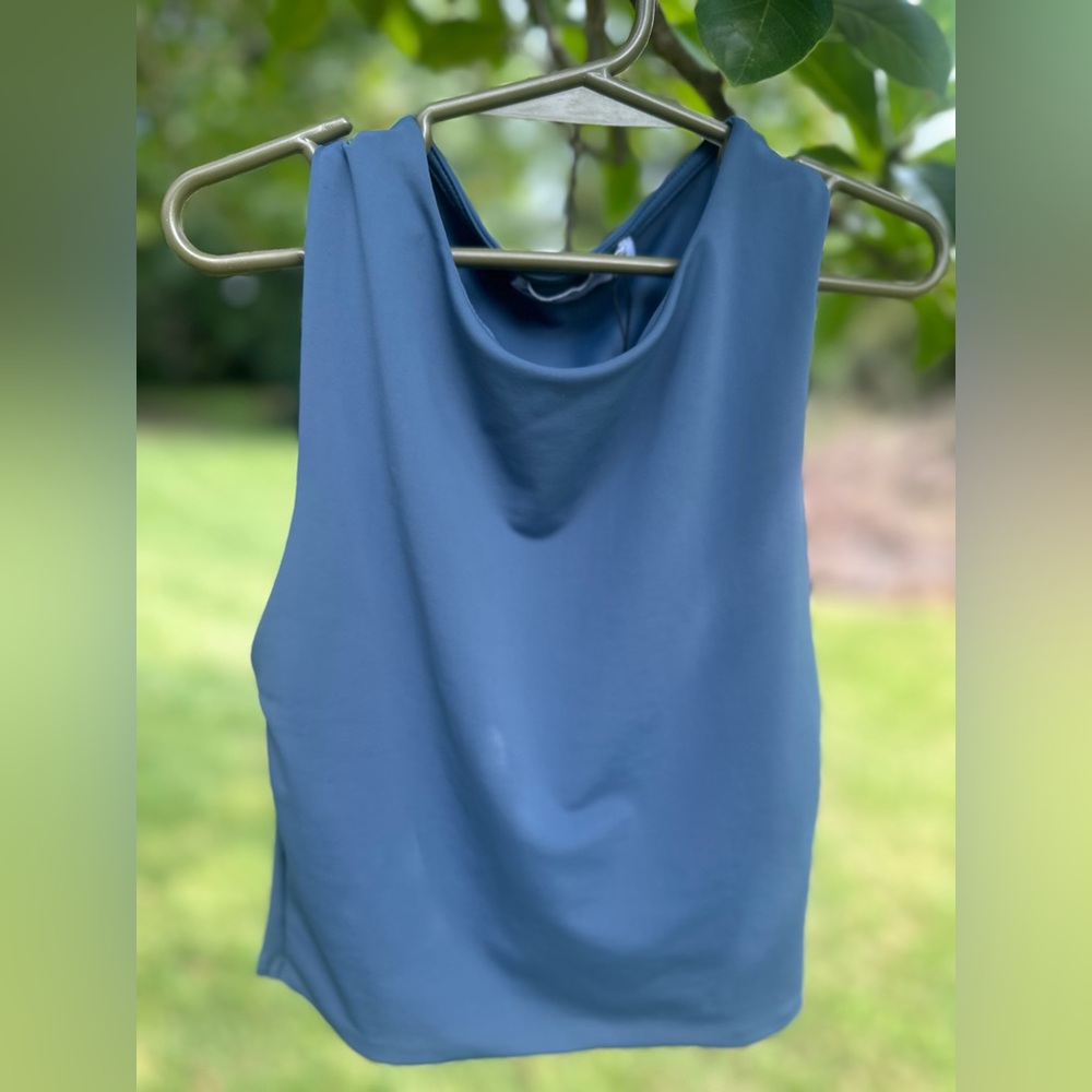 ZARA NWOT - WOMENS HIGH NECK ATHLETIC TOP | COBALT BLUE‎ | SZ SMALL